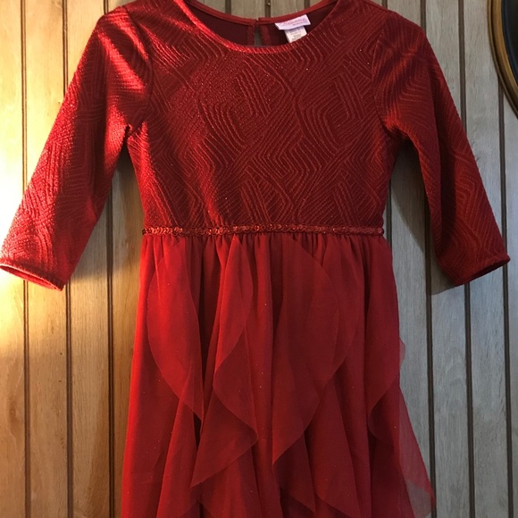Red Shimmery Dress For Girls - Picture 1 of 4